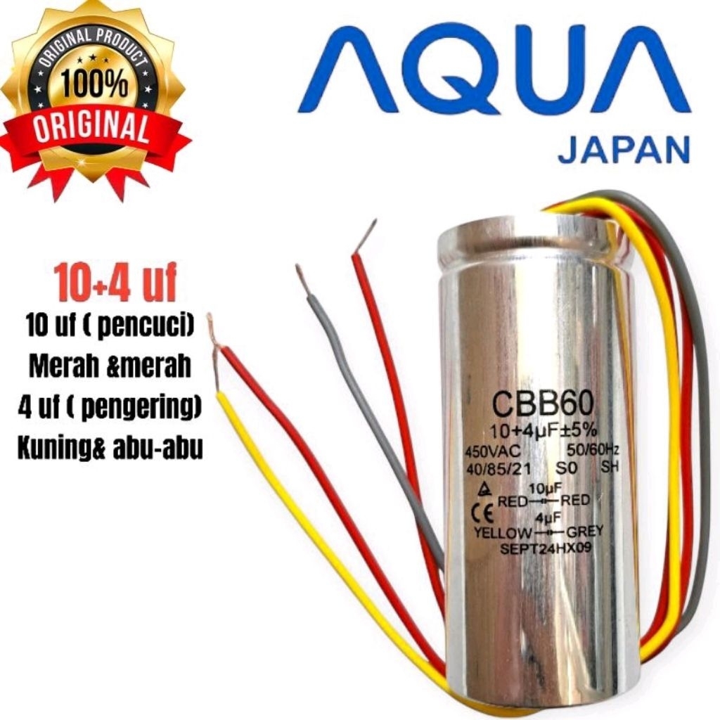 KAPASITOR MESIN CUCI AQUA 4 uf 10 uf mesin cuci 2tabung