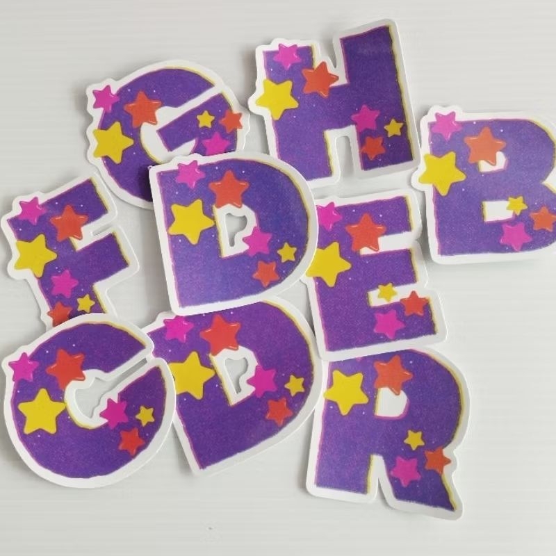 

Paperui Stiker Vinyl gloss Premium stiker tumbler / stiker hp / Huruf / Alphabet / Monogram / Abjad seri Bintang