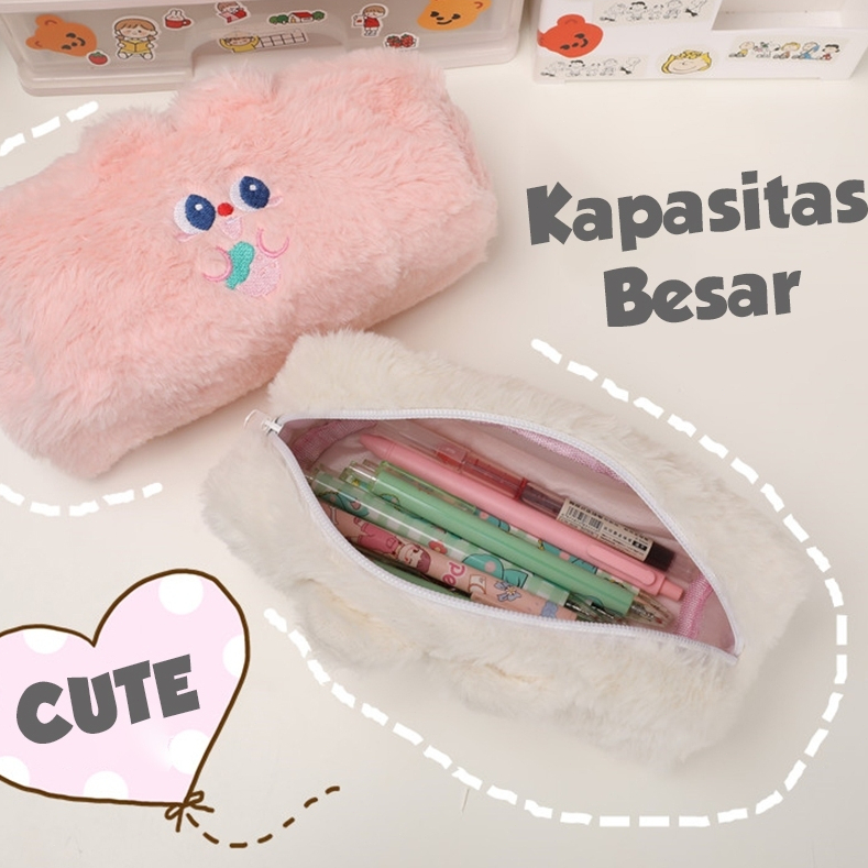

Tempat Pensil Bulu Soft Cover Cute Pencil Case High Quality Tas kosmetik Pouch Makeup Kecil