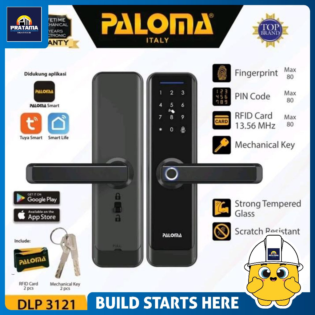 PALOMA DLP 3121 SMART DIGITAL LOCK PALOMA (TUYA) Lock Smart Home Kunci Pintu Door Handle WiFi