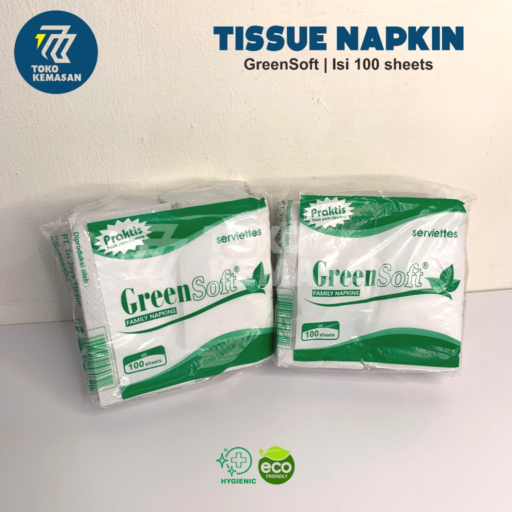 Tissue GreenSoft Napkin Belah Tengah 100 Sheets / Tisu Makan / Tisu Napkin Paper / Tisu Makan Prakti