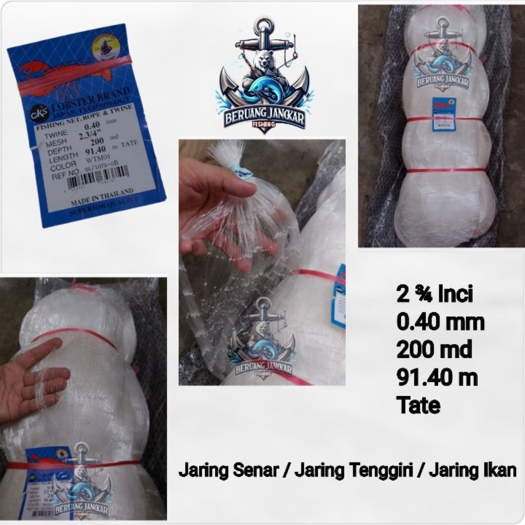 Jaring Senar / Jaring Tenggiri / Jaring Ikan 2¾ inci 0.40mm 200md 91.40m Tate