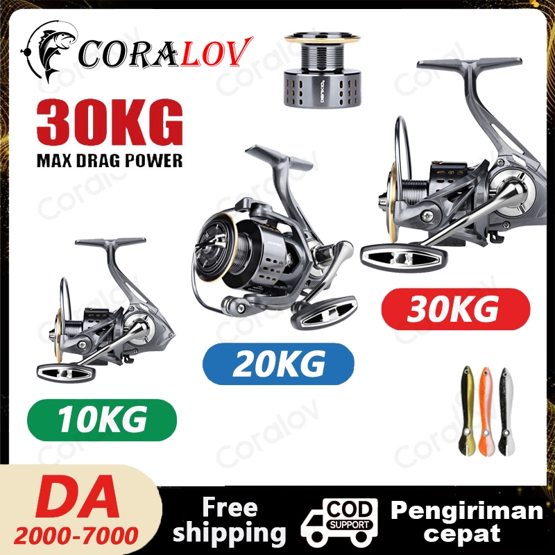 【Hadiah】Coralov Power Hand Reel Pancing Deukio DA2000-7000 Full Metal Rasio Gear 5.2:1 Max Drag 30KG
