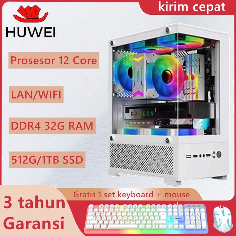 HUWEI baru Intel 12-inti PC gaming full set,RTX3050TiVGA/32GRAMKomputer desktop perakitan desain kan