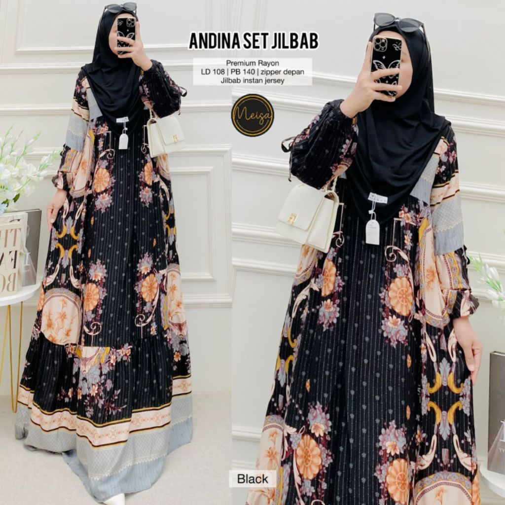 SETELAN BAJU MUSLIM ANDINA SET HIJAB BY MEISA • ANDINI SET HIJAB #2 • Oneset gamis+hijab