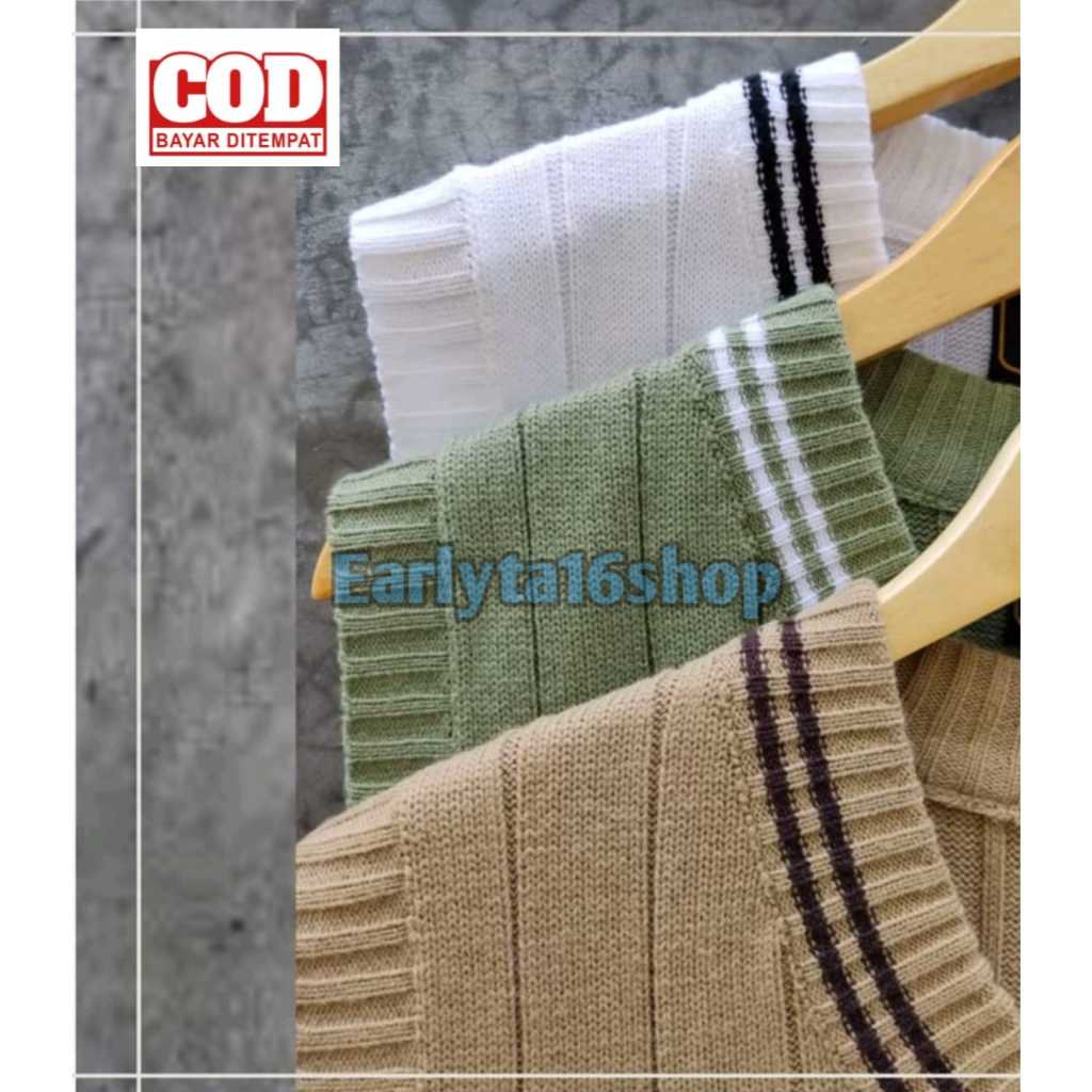 vest Rompi korea style rompi rajut salur pria wanita  rajut outerwear
