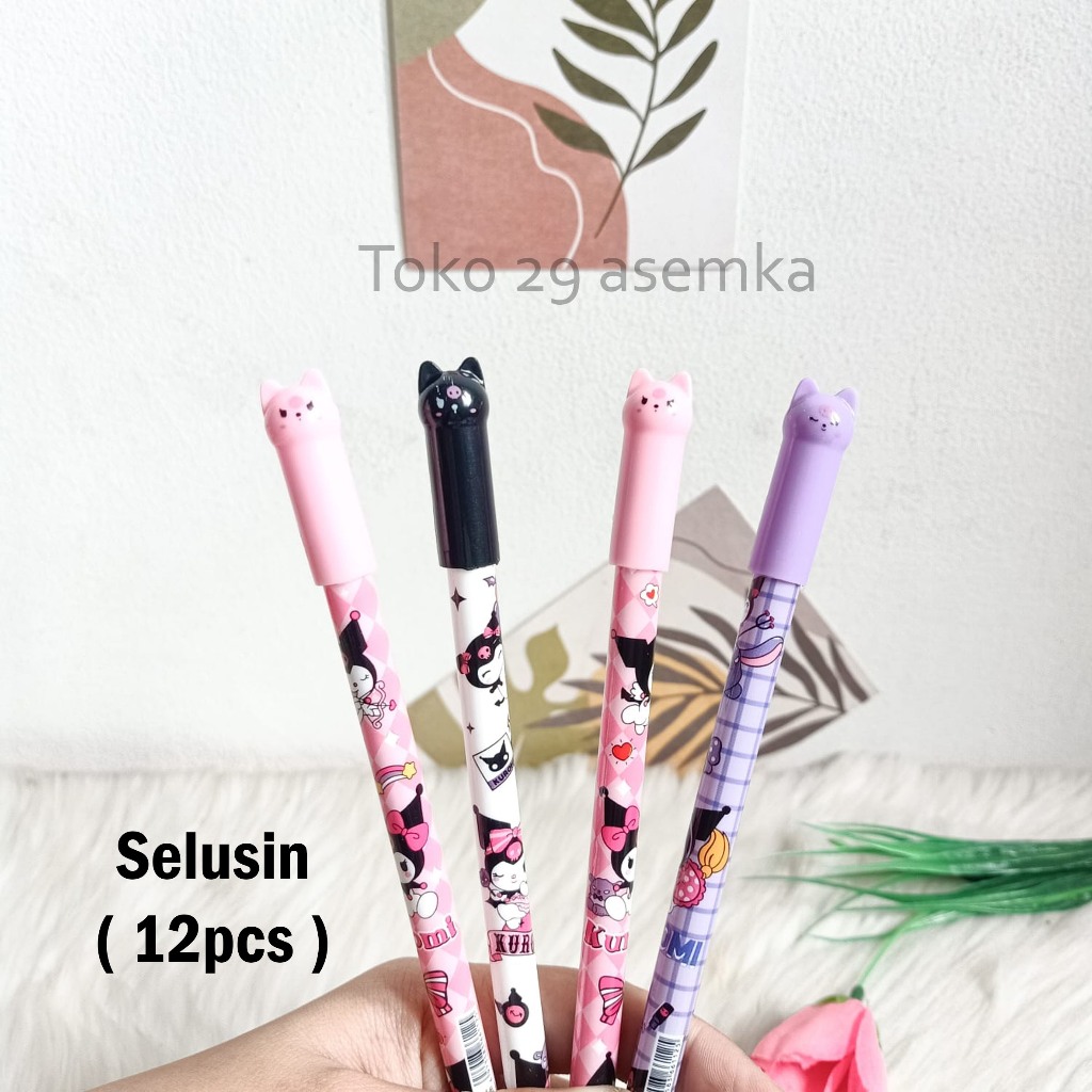 

12PCS SELUSIN PULPEN STANDAR KUPING KUROMI PG-2018 BOLPOIN LUCU ANAK ALAT TULIS SEKOLAH MURAH