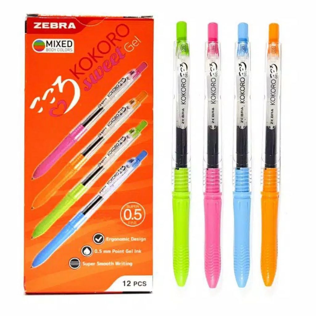 

pulpen zebra kokoro sweet Gel Pen 0,5 mm - 1 lusin isi 12 pcs