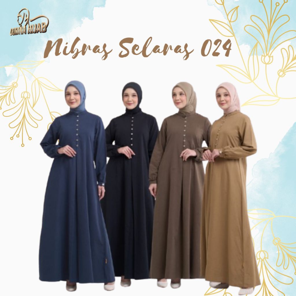 NIBRAS SELARAS 024 / gamis Nibras / gamis dewasa / gamis polos / gamis syar'i / gamis hitam
