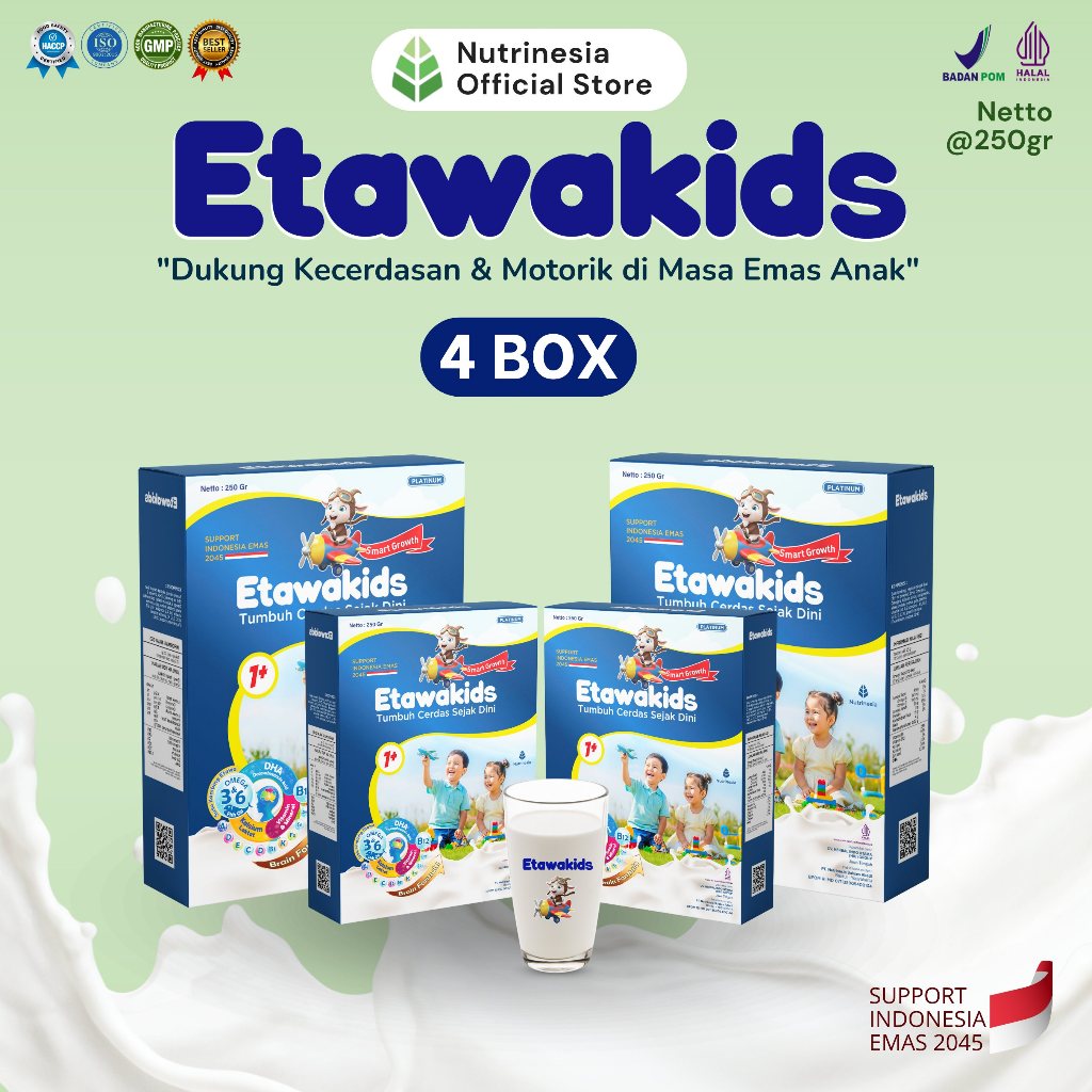 

Susu Anak Cerdas Etawakids Platinum Untuk Daya Ingat, Konsentrasi Belajar Naikkan Nafsu Makan 4 Box