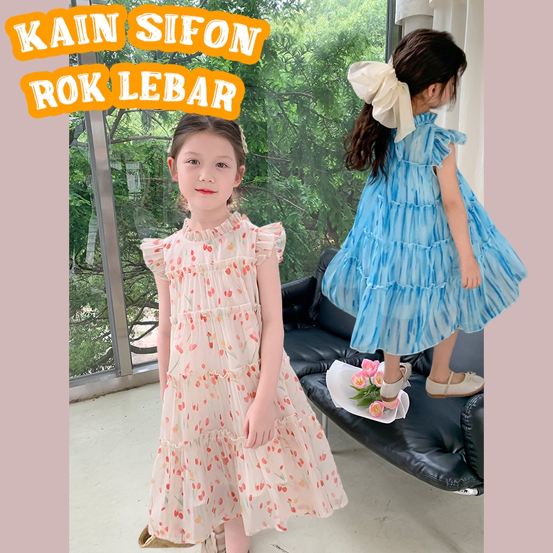 Kiyomi--Pakaian Anak  floral dress Chiffon Tiered Dress dress garden party victorian dress vintage  