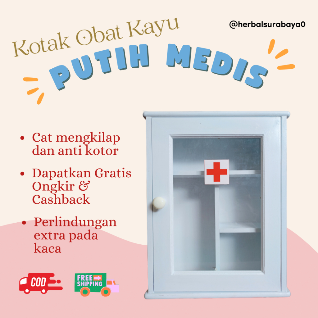 Kotak Obat Kayu Premium | Kotak Obat P3K Dinding | Termurah | Finishing Glossy | Kayu Premium