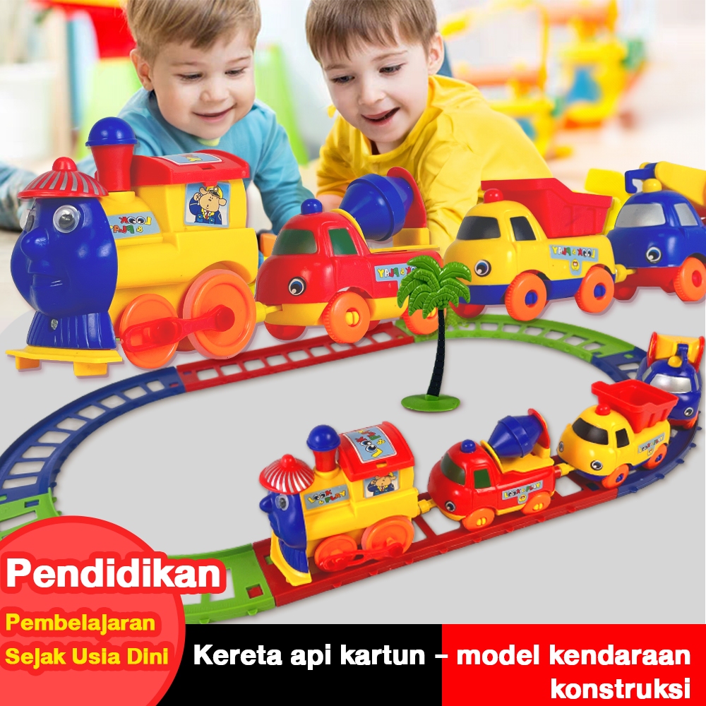 Mainan Rel Kereta Api Remote Controller Sepeda Listrik Rel Panjang Kai Besi Miniatur Kereta Api Rail