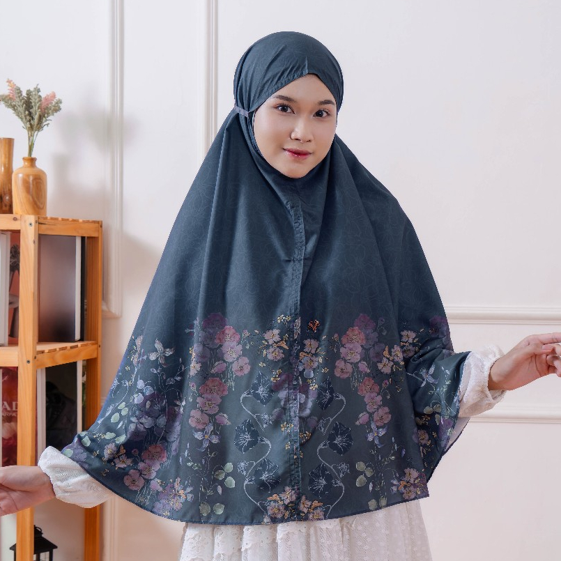 VESELKA Syaratha Kerudung Bergo | Hijab Jilbab Syari Khimar Instan Motif Bunga Printing Jumbo