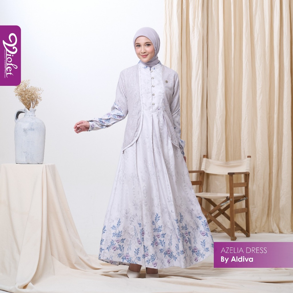 Dress Muslimah Azelia - Dress Muslimah Premium Gamis Brukat By Aldiva - Violet gallery
