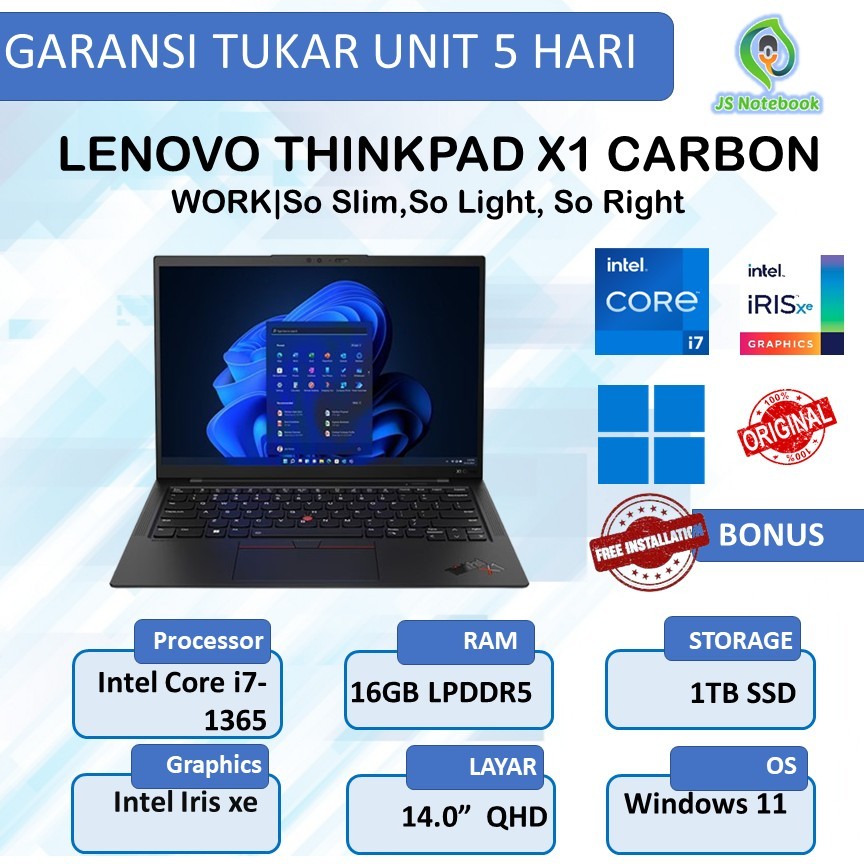 Lenovo Thinkpad X1 Carbon Gen 11 TOUCH  i7-1365u 32GB 1TB SSD Win11 Pro