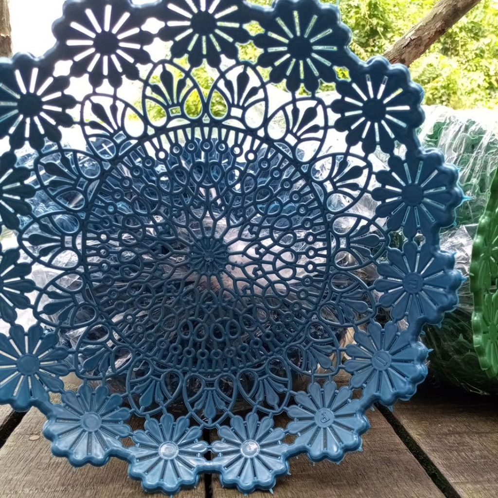 PIRING JIKIN MOTIF BUNGA HIJAU DAN BIRU @1LUSIN /@12PIRING