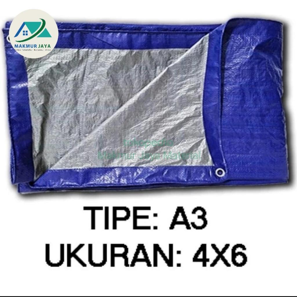 Terpal plastik Tenda A3 UK. 4x6meter Serbaguna | Terpal 2 warna.