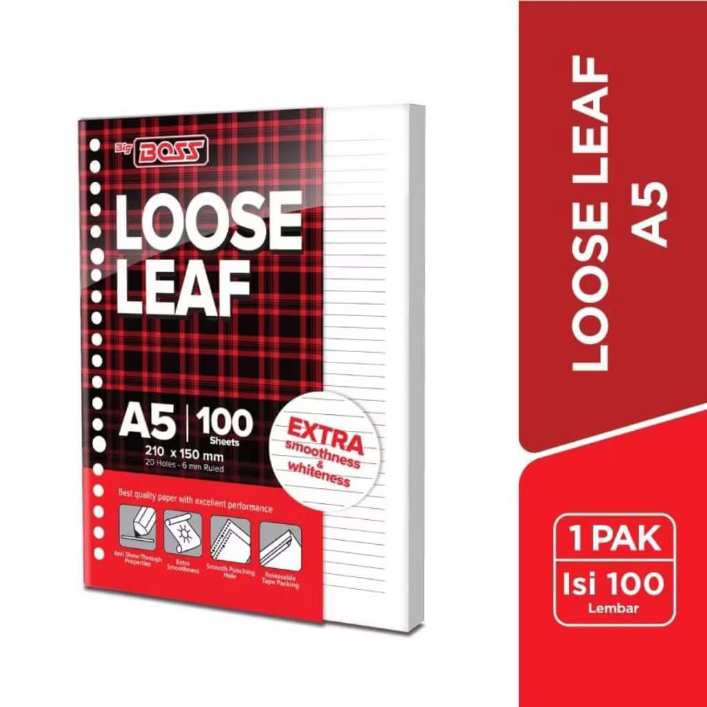 

(1 PAK) Loose Leaf BIG BOSS A5-100 / Isi Binder A5-100 Bergaris