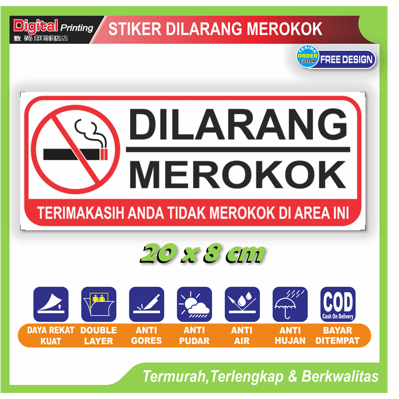 

Stiker tulisan new dilarang meroko jaga kesehatan keluarga sticker kantor toko anti polusi asap