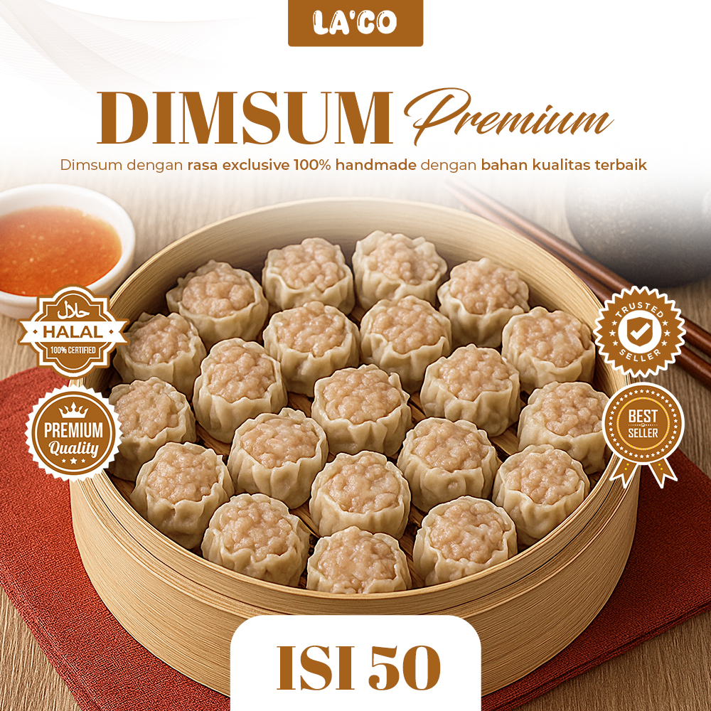 

Dimsum Frozen Premium Halal Isi 50 PCS Free Saus Original