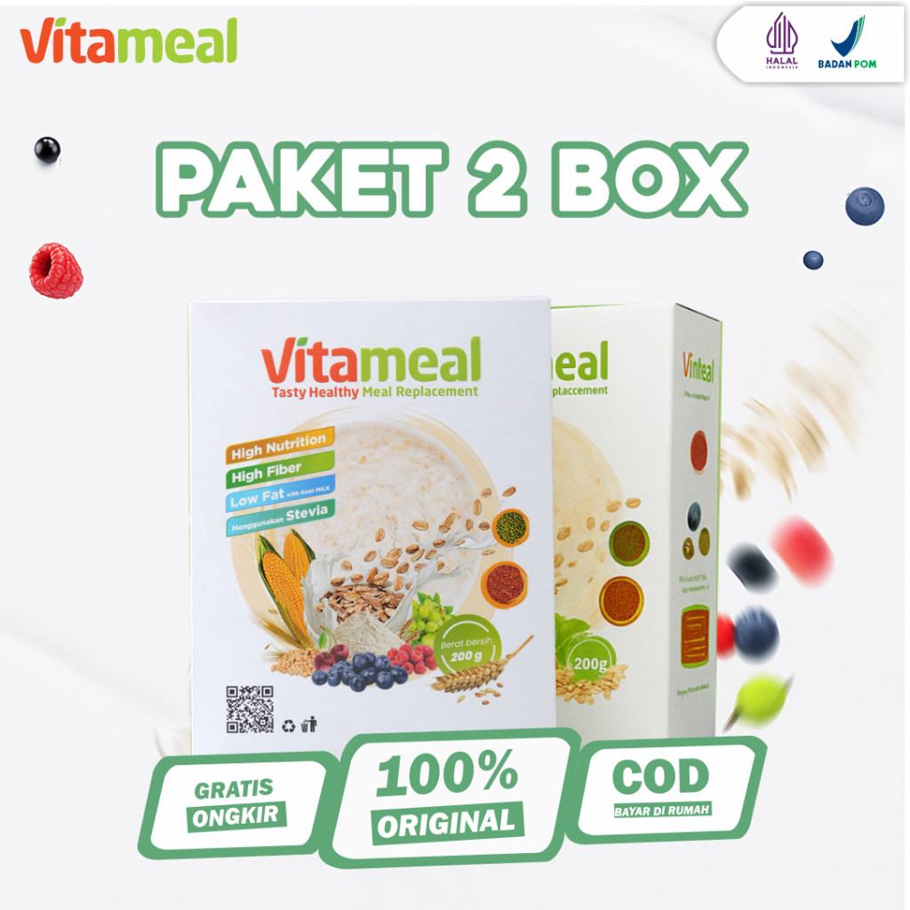 

VITAMEAL Sereal Pengganti Nasi Turunkan Gula Darah Cegah Diabetes Rendah Gula 2 Box 200g