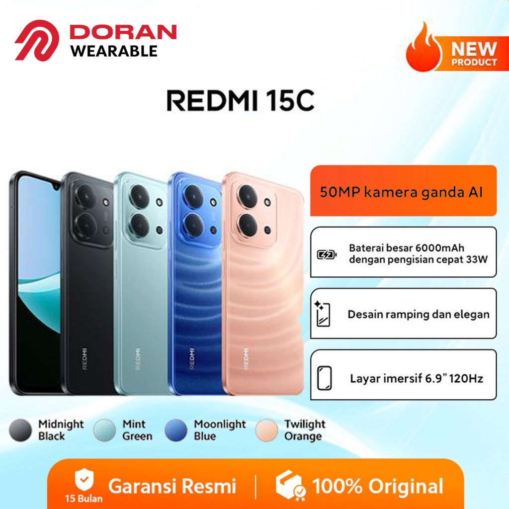 Xiaomi Redmi 15C 6/128GB | 8/256GB | Baterai 6000mAh pengisisan cepat 33W | Layar Imersif 6.9" 120Hz
