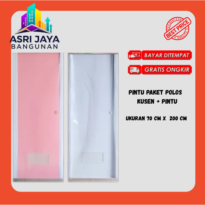 

Pintu Kamar Mandi Polos / Pintu Polos PVC Set (Kusen + Pintu) dengan ukuran 70 cm x 200 cm