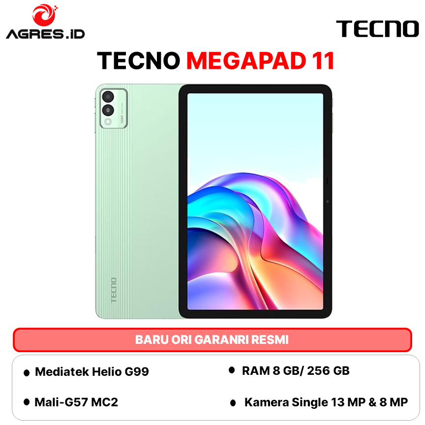 TECNO MEGAPAD 11 - RAM 8/256GB, 11inch Ultra Screen, Eye Care Mode, Sim Card + T-Flash, 8000mAh