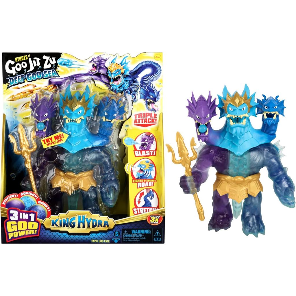 Heroes of Goo Jit Zu Deep Goo Sea King Hydra Figure with Triple Attack 3 in 1 Goo Power. Plus Light 