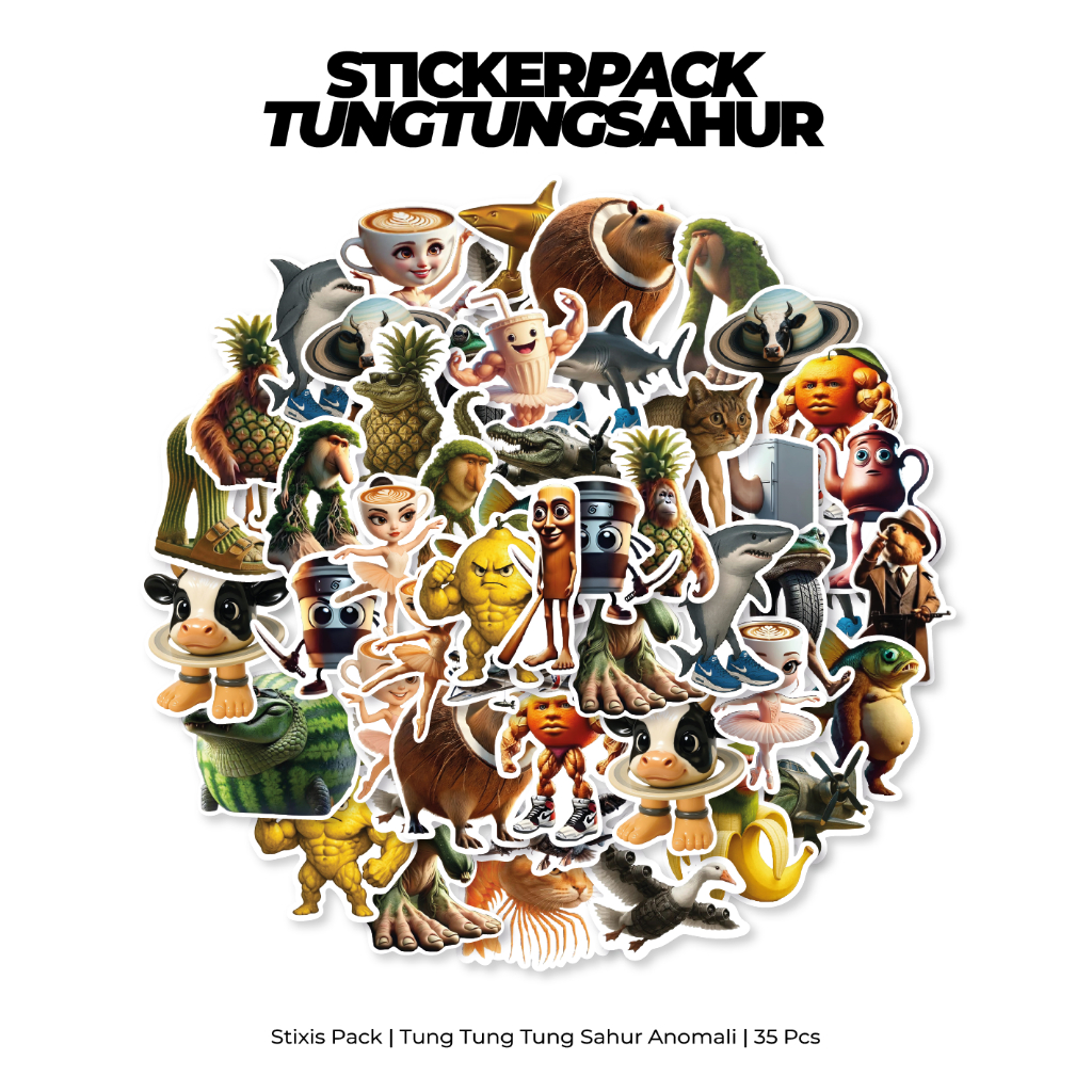 

[READY] STICKER PACK | TUNG TUNG TUNG SAHUR | 38 PCS | KISSCUT | WATERPROFF | STIXIS.MARKET