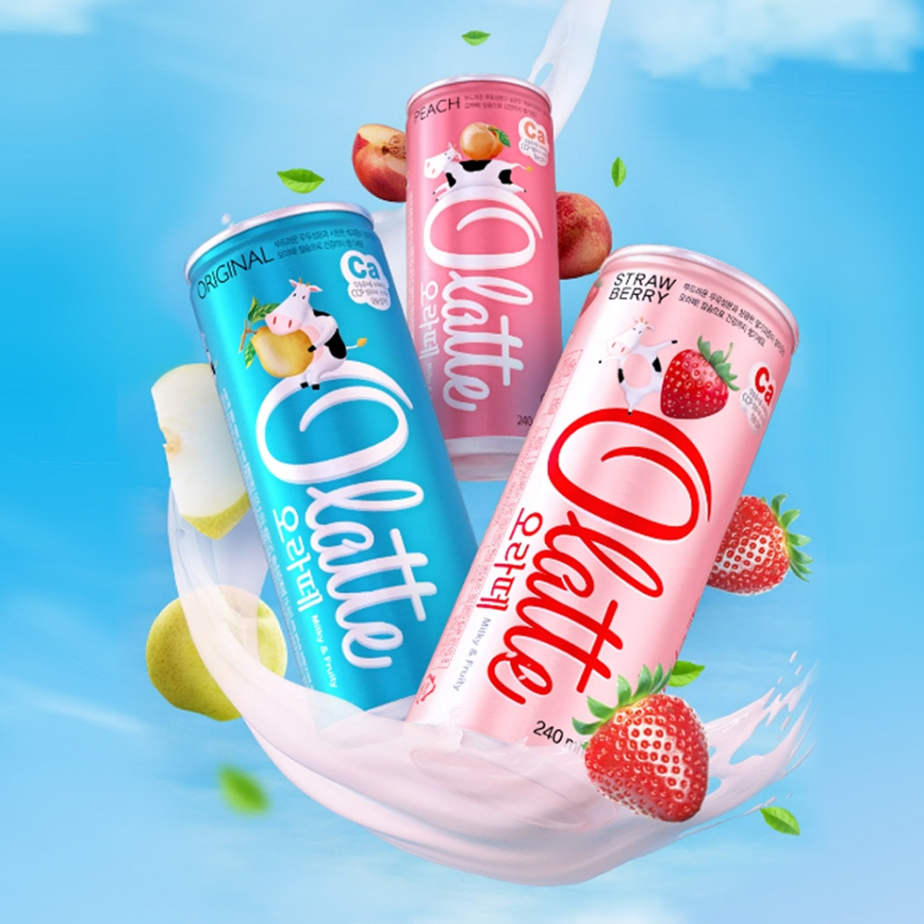 

Minuman Ringan Siap Saji Korea Kaleng / Olatte Milky & Fruity Drink Can 240 Ml x 8 Varian Apple, Peach, Pear, Strawberry