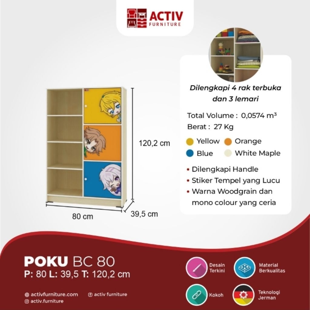 Rak buku anak Activ POKU BC80 - Bandung saja