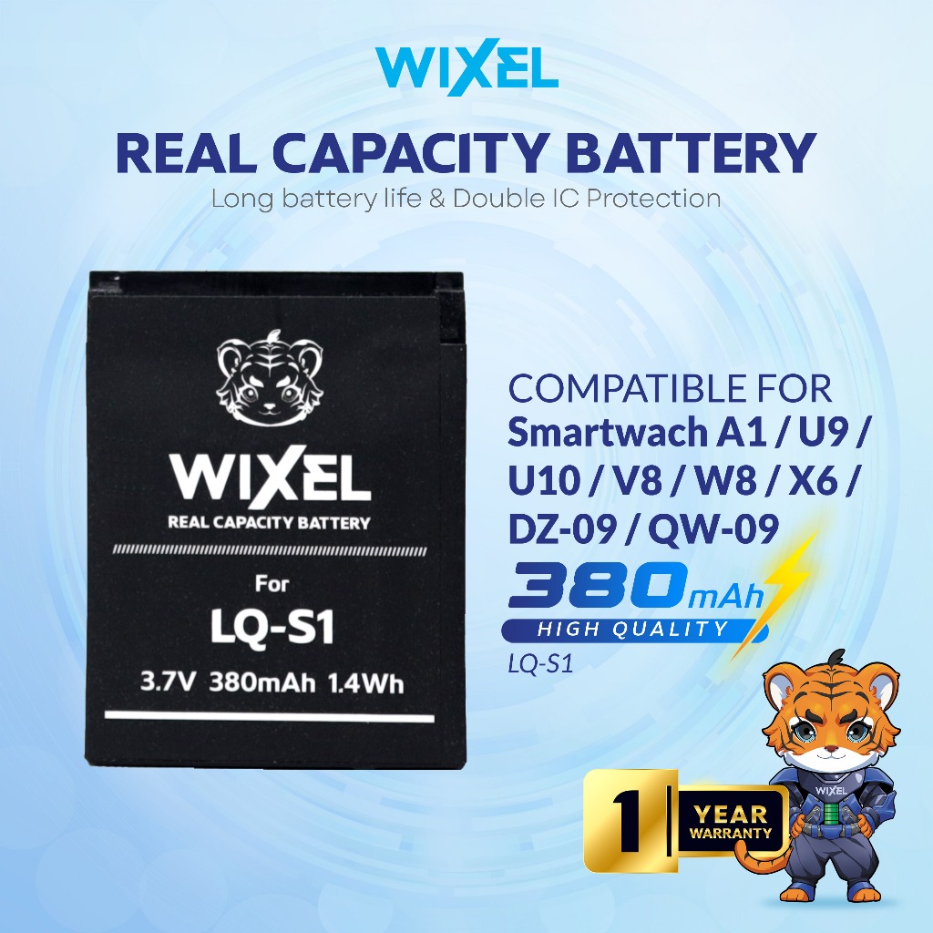 WIXEL Baterai LQ-S1 for Smart Watch DZ09 U9 U10 A1 W8 X6 M26 DZ10 DZ11 V8 Mito 555 Batre Batrai Batt