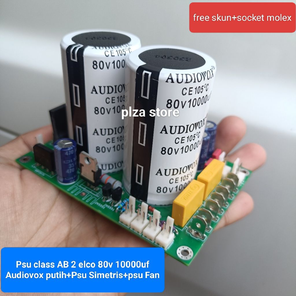 Psu 2 elco 80v 10000uf audiovox putih+Psu Simetris+Psu Fan kipas dobel layer/Psu 2 elko 80volt 10000