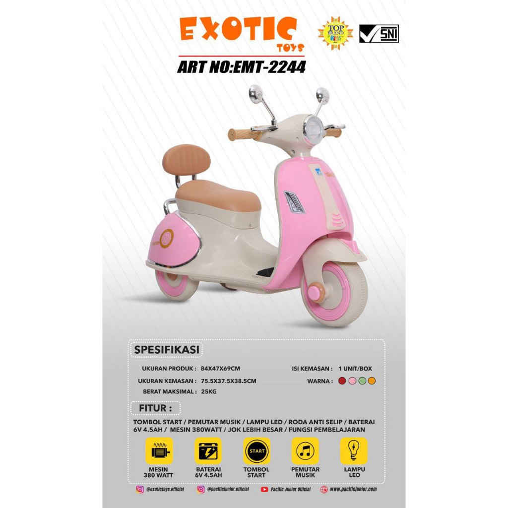 Mainan Anak Motor Aki Vespa EMT 2244 Exotic