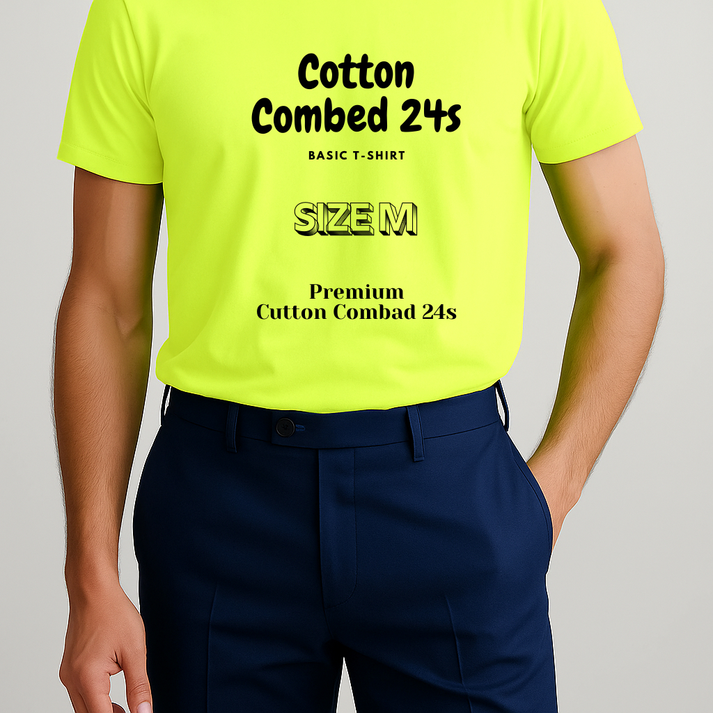 [READY] Kaos Kuning Lemon Polos size M || Cotton Combed 24s Premium || Lengan Pendek Pria Wanita || 