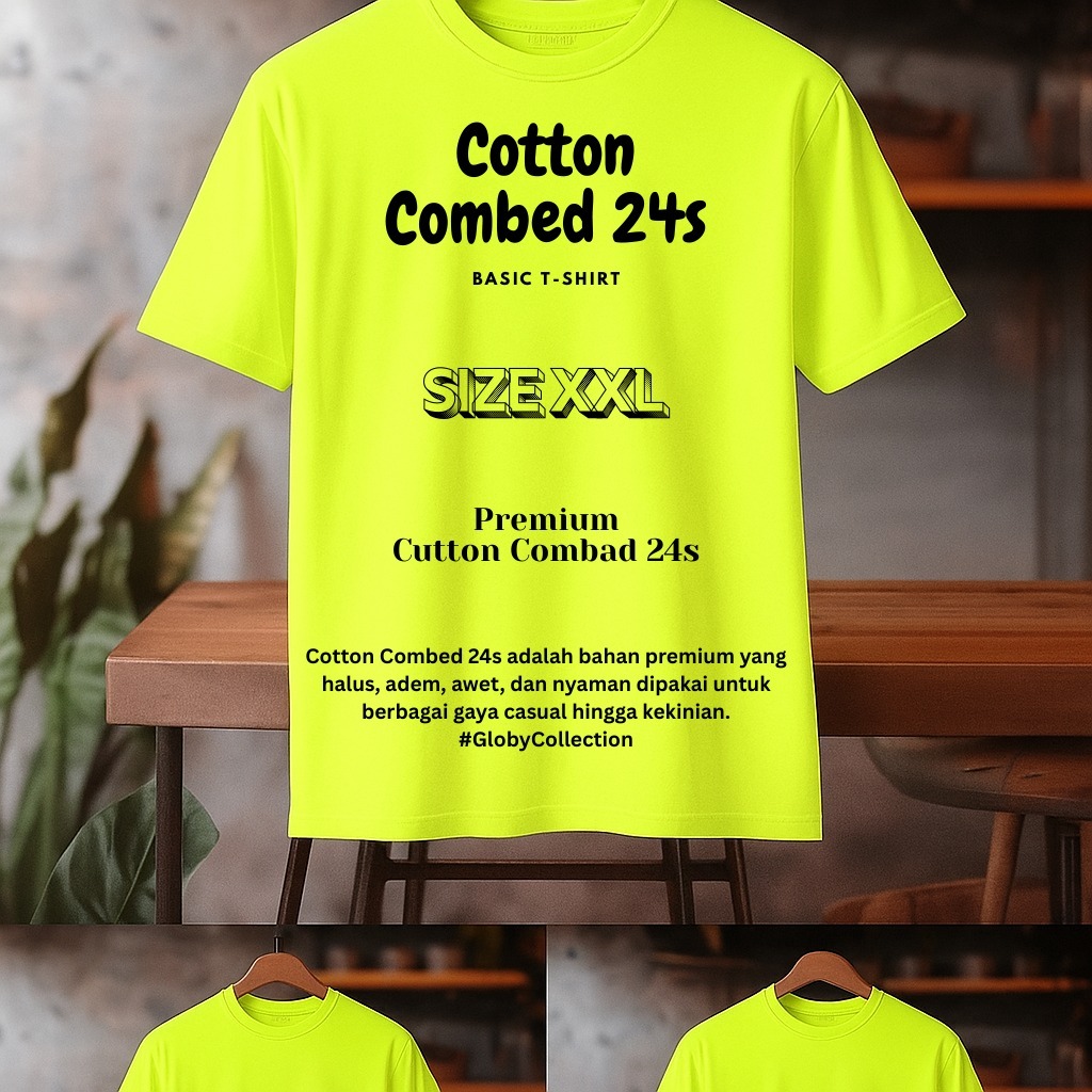 [READY] Kaos Kuning Lemon Polos [BIG SIZE] size XXL || Cotton Combed 24s Premium || Lengan Pendek Pr