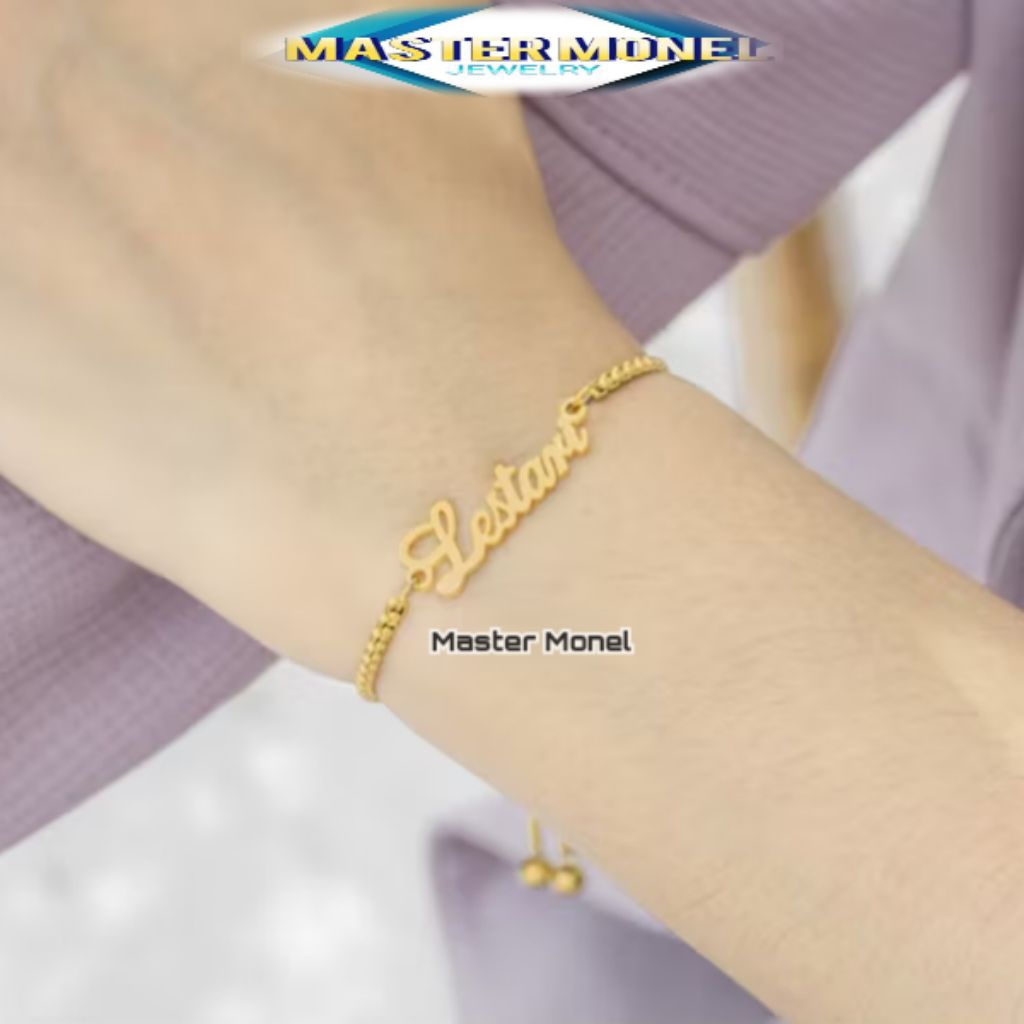 MASTER MONEL gelang serut ukir nama all size