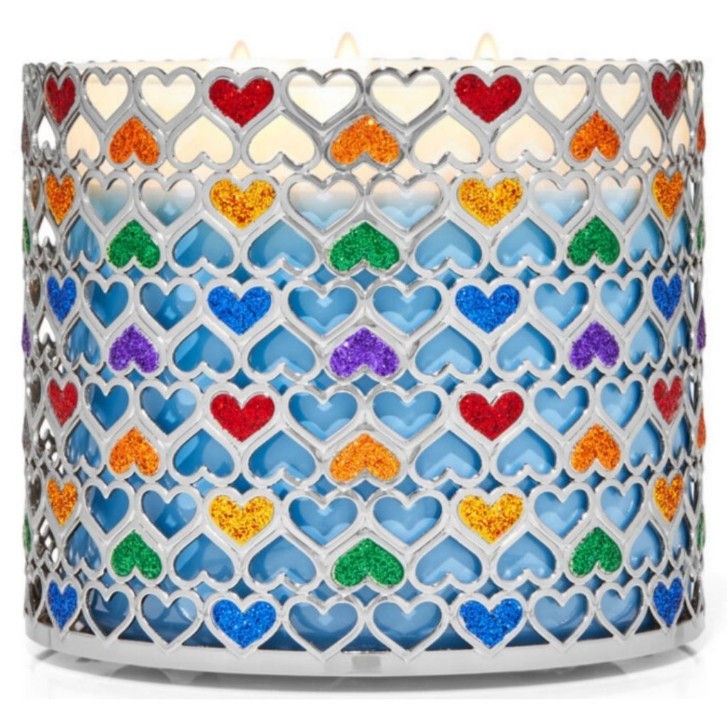 [CANDLE HOLDER ONLY] BBW GLITTER HEARTS 3 WICK CANDLE HOLDER
