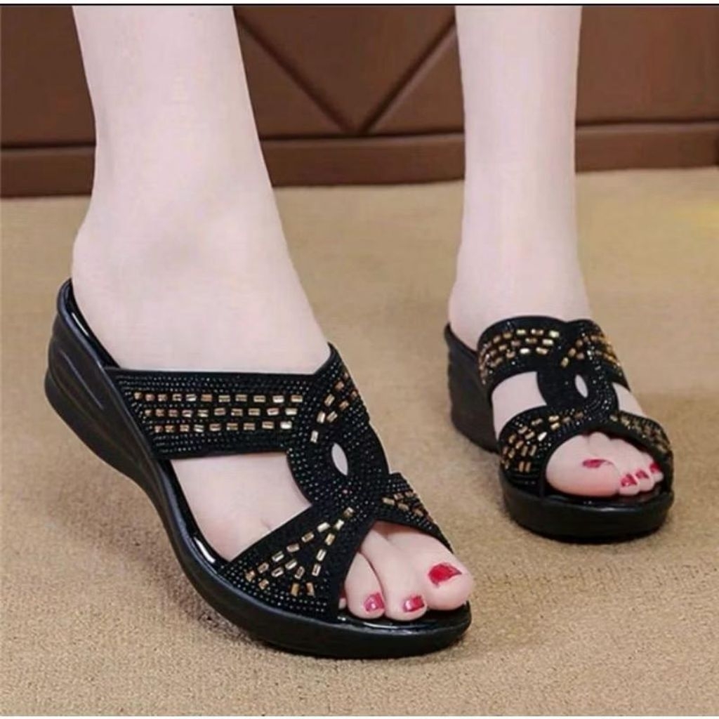 Sandal Wedges Wanita kekinian 2021 / sendal wedges sofiya / sandal kondangan Terlaris lagi hits sofi