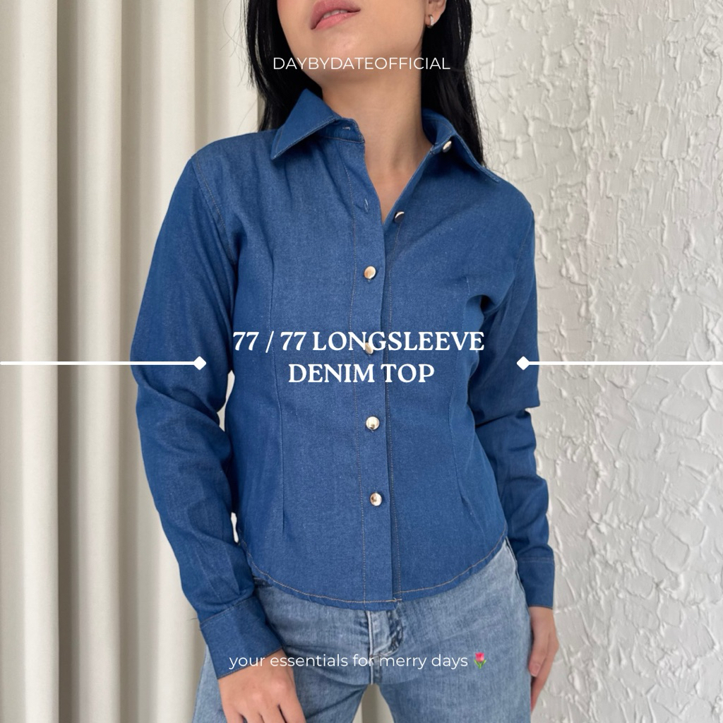 77 / 77 Longsleeve Denim Top | Daybydate | Denim Top Wanita Denim Top Atasan Denim Wanita Atasan Den