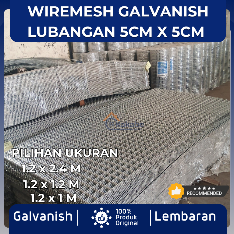 KAWAT RAM WIREMESH GALVANIS 5X5 CM | UNTUK PAGAR, KANDANG, RAK, SEKAT | LEMBARAN 1.2X2.4M / 1.2X1.2M