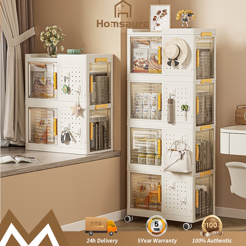 Homsaura Lemari Plastik Lemari Plastik Susun Lemari Buku Kecil Lemari Plastik Kabinet Kuat Dengan Ro