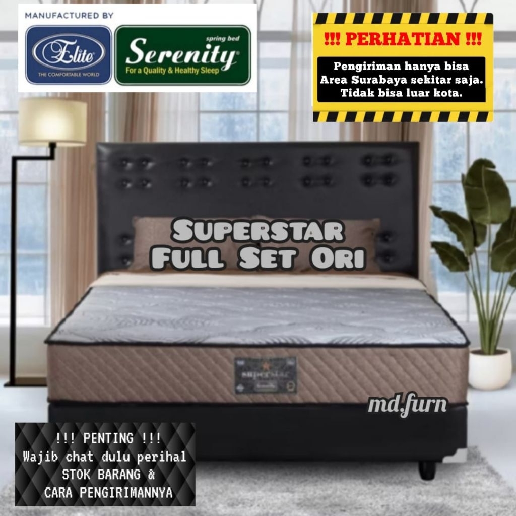 Full Set Ori + Springbed Elite Serenity Superstar ( Divan Serenity + Sandaran Serenity ) 120 / 140 /