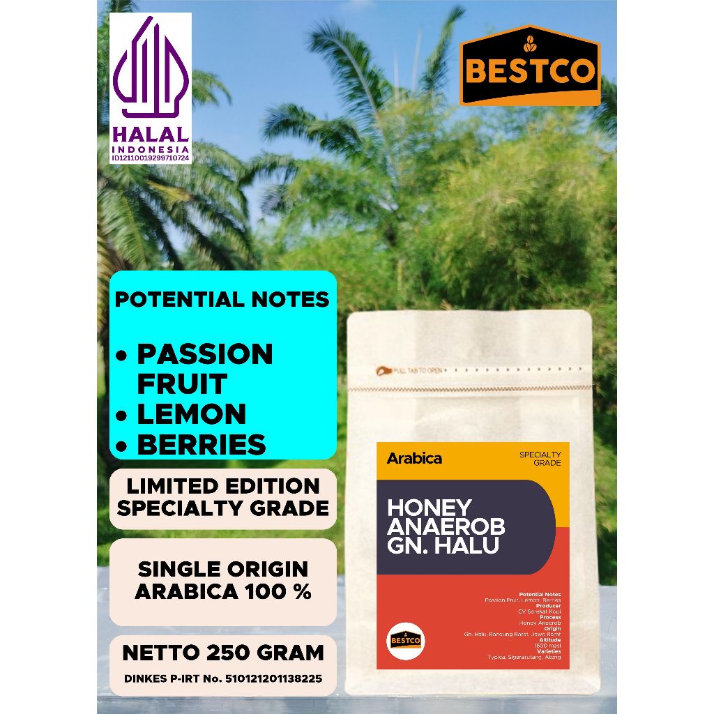 

Kopi Bestco Specialty Arabica Honey Anaerob Gunung Halu 250 gr