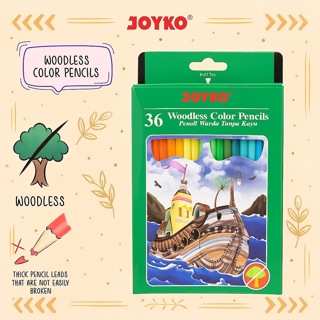 

Pensil Warna Joyko 36 – Colored Pencil Woodless – Cocok untuk Sekolah & Hobi