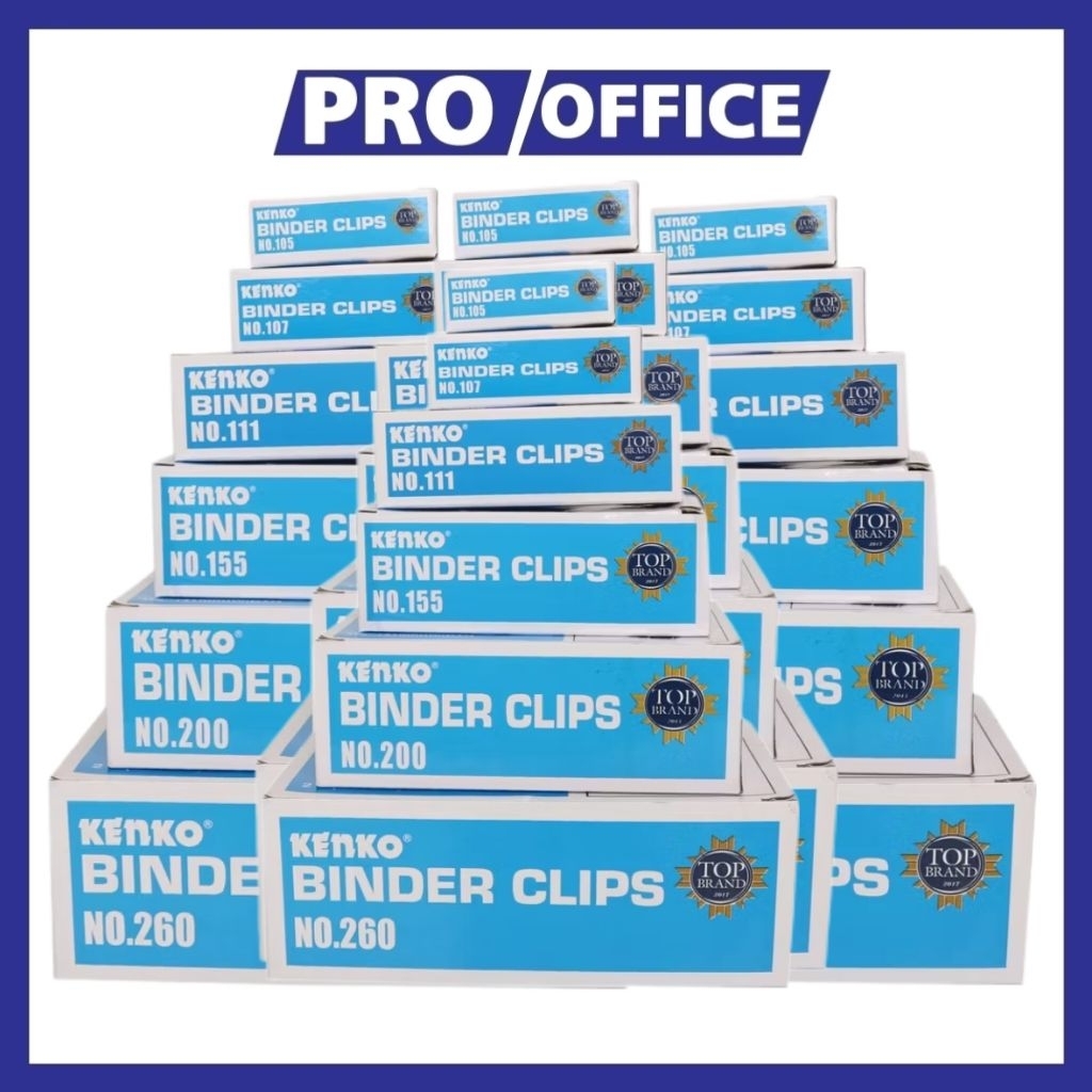 

ProOffice - Binder Clip Kenko 105 / 107 / 111 / 155 / 200 / 260 | Penjepit Kertas Hitam 1 pack