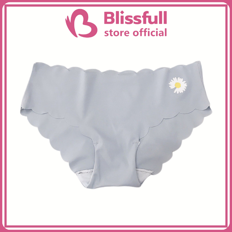 Blissfull -Celana Dalam Wanita Seamless Motif Bunga Daisy CD Ice Silk Lembut