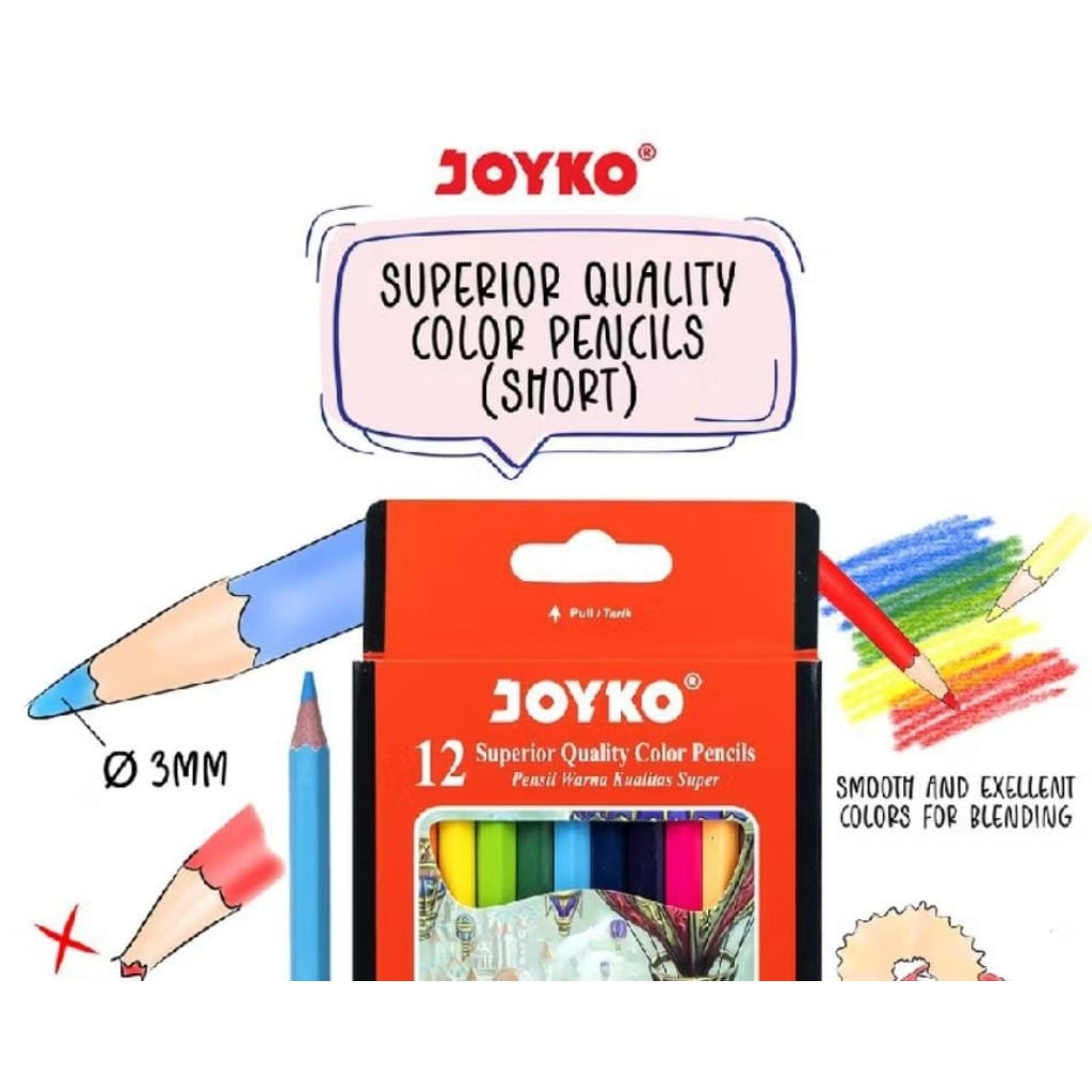 

Color Pencils Pensil Warna Joyko CP-102 12 warna pendek